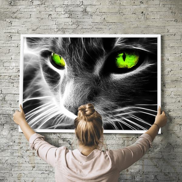 Diamond Painting Wandbild Green Eyes Cat