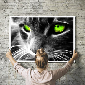 Diamond Painting Wandbild Green Eyes Cat