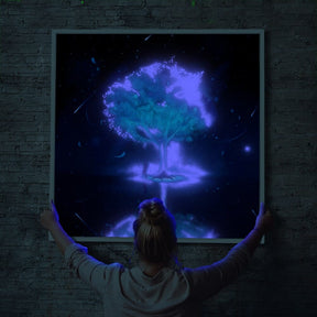 Diamond Painting Leuchtbild Special Wandbild Blue glowing Tree