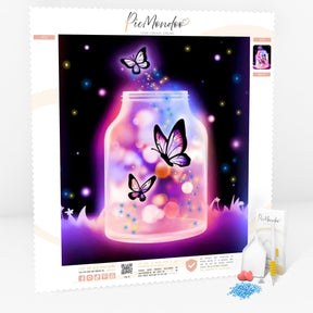 Diamond Painting Leuchtbild Special Leinwand Leuchtende Schmetterlinge im Glas