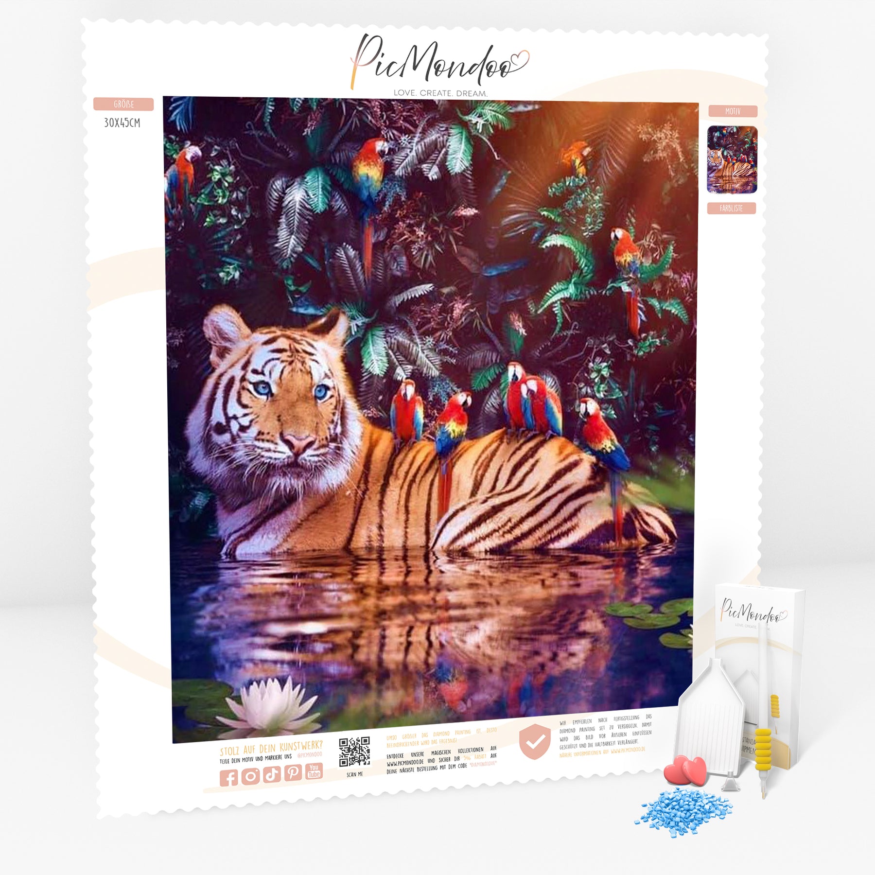 Diamond Painting Leuchtbild Special Leinwand Tiger in the jungle