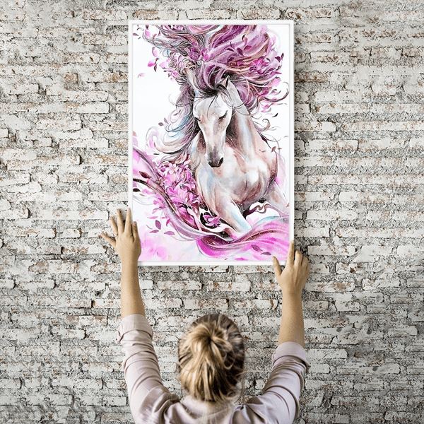 Diamond Painting Wandbild Pferd "Pink Flower"