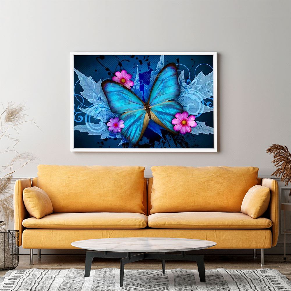 Diamond Painting Wandgestaltung Blauer Schmetterling 