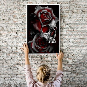 Diamond Painting Wandbild Skull of Red Roses