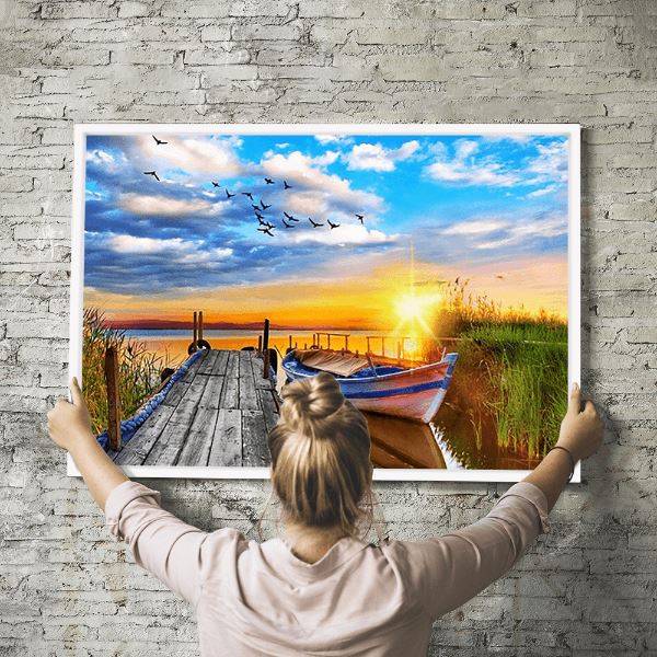 Diamond Painting Wandbild Sonniger Abend am See