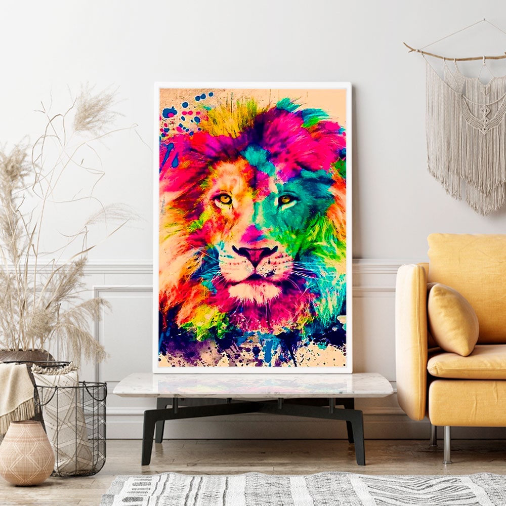 Diamond Painting Strass Special Wandgestaltung Lion "colorsplash"