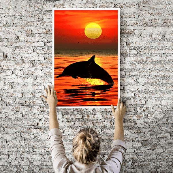 Diamond Painting Strass Special Wandbild XL Delphin im Sonnenuntergang