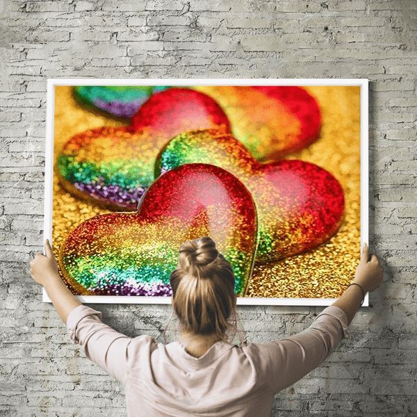 Diamond Painting Strass Special Wandbild XL Glitzer Herzen