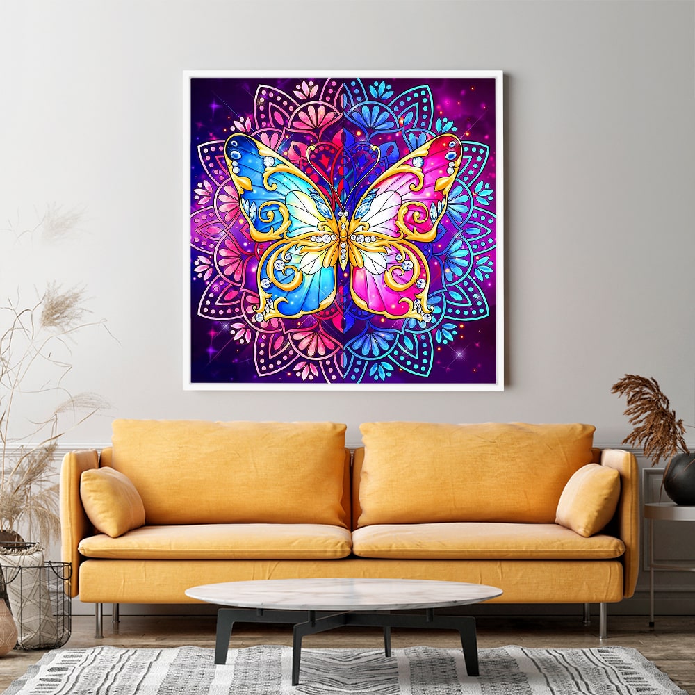 Diamond Painting Strass Special Wandgestaltung XL Mandala Schmetterling