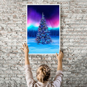 Diamond Painting Wandbild Weihnachtsbaum im Nordlicht