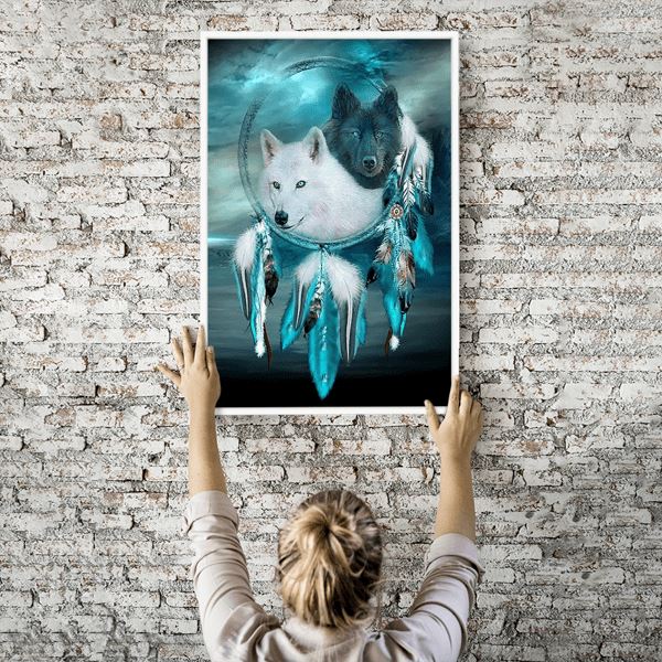 Diamond Painting Wandbild Blaue Wölfe der Träume
