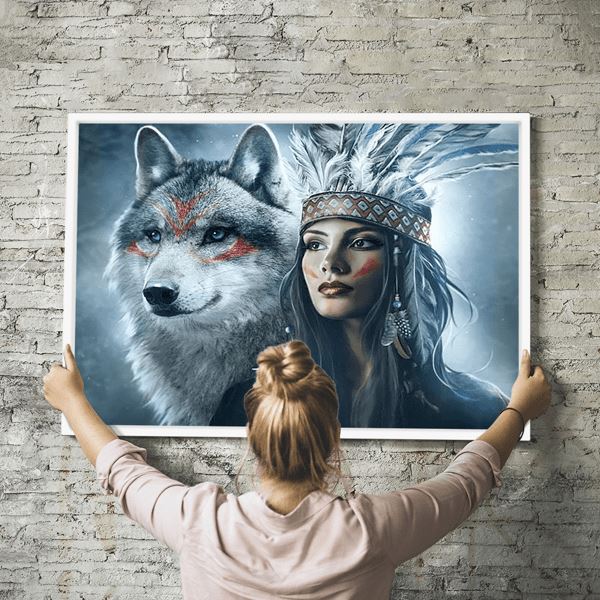Diamond Painting Wandbild Kriegerin der Wölfe