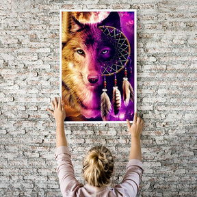 Diamond Painting Wandbild Wolf "Purple Dreams"