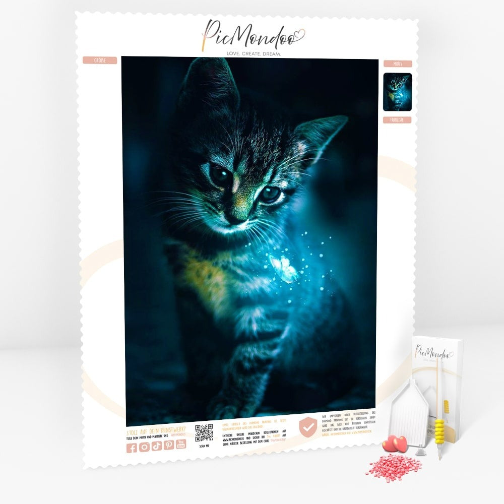 Diamond Painting Leuchtbild Special Leinwand Cat meets Butterfly