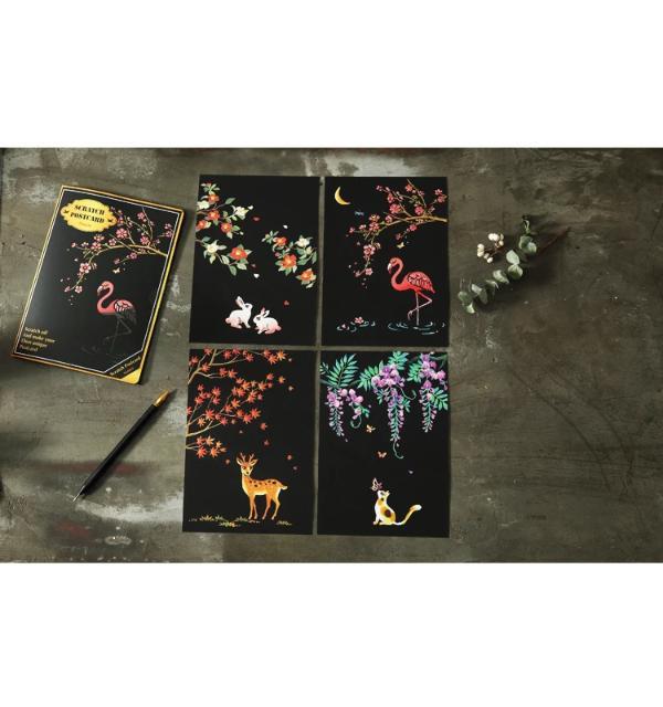 Scratch Painting - 4er Set Tier Karten