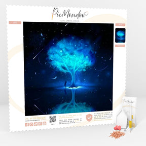 Diamond Painting Leuchtbild Special Leinwand Blue glowing Tree
