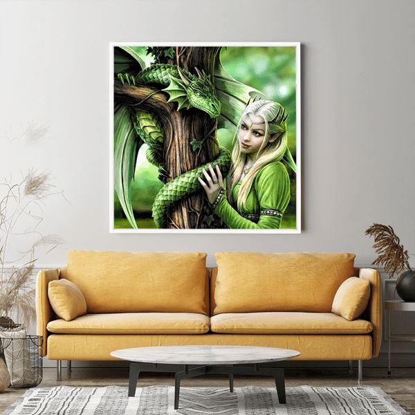 Diamond Painting Wandgestaltung Green Dragon