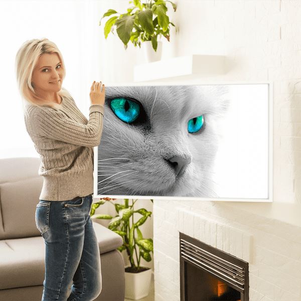 Diamond Painting Bild White Cat´s blue Eyes