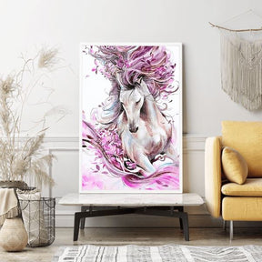 Diamond Painting Wandgestaltung Pferd "Pink Flower"