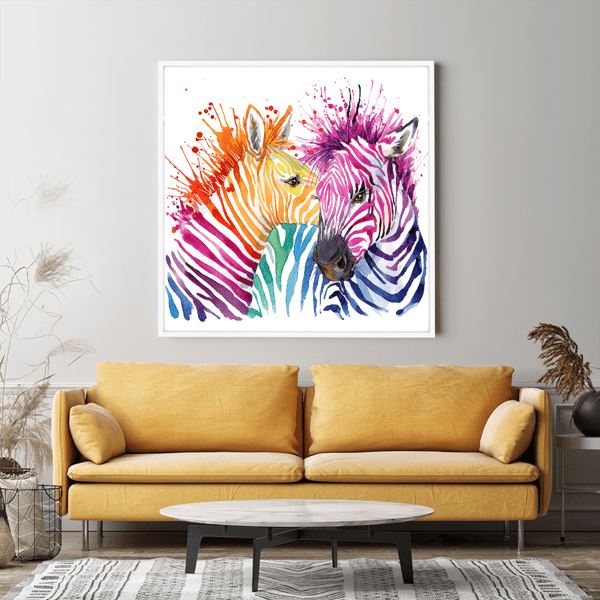 Diamond Painting Wandgestaltung Bunte Zebras