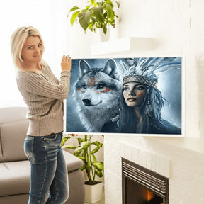 Diamond Painting Bild Kriegerin der Wölfe