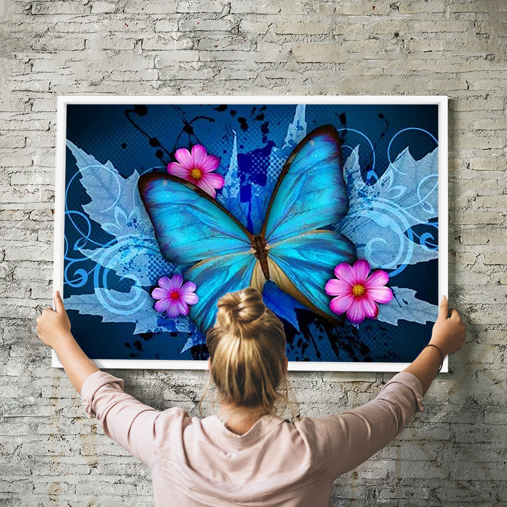 Diamond Painting Wandbild Blauer Schmetterling 