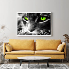 Diamond Painting Wandgestaltung Green Eyes Cat