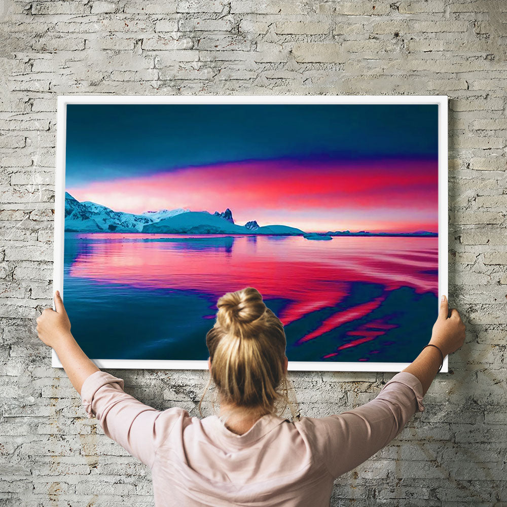 Diamond Painting Wandbild Red sunset in the Mountains