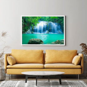 Diamond Painting Wandgestaltung Wasserfall im grünen See