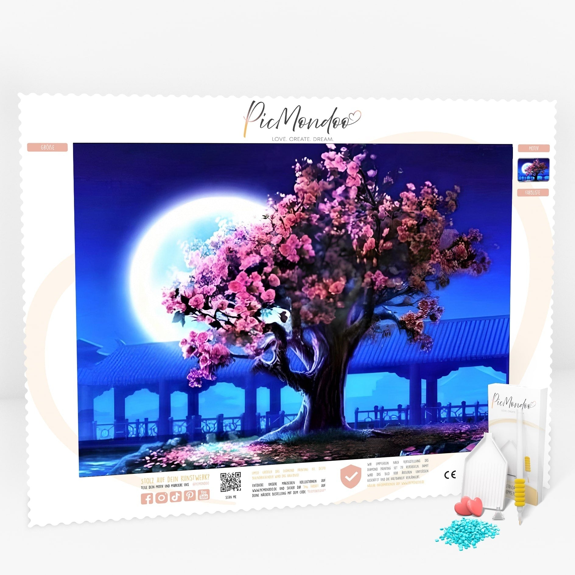 Diamond Painting Leuchtbild Special Leinwand Moonlight Tree