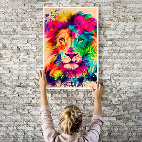 Diamond Painting Strass Special Wandbild Lion "colorsplash"