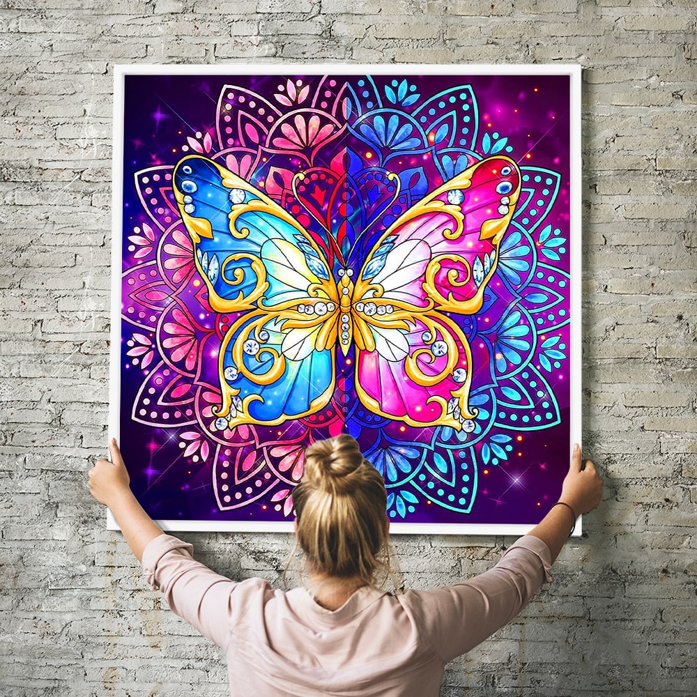 Diamond Painting Strass Special Wandgestaltung XL Mandala Schmetterling
