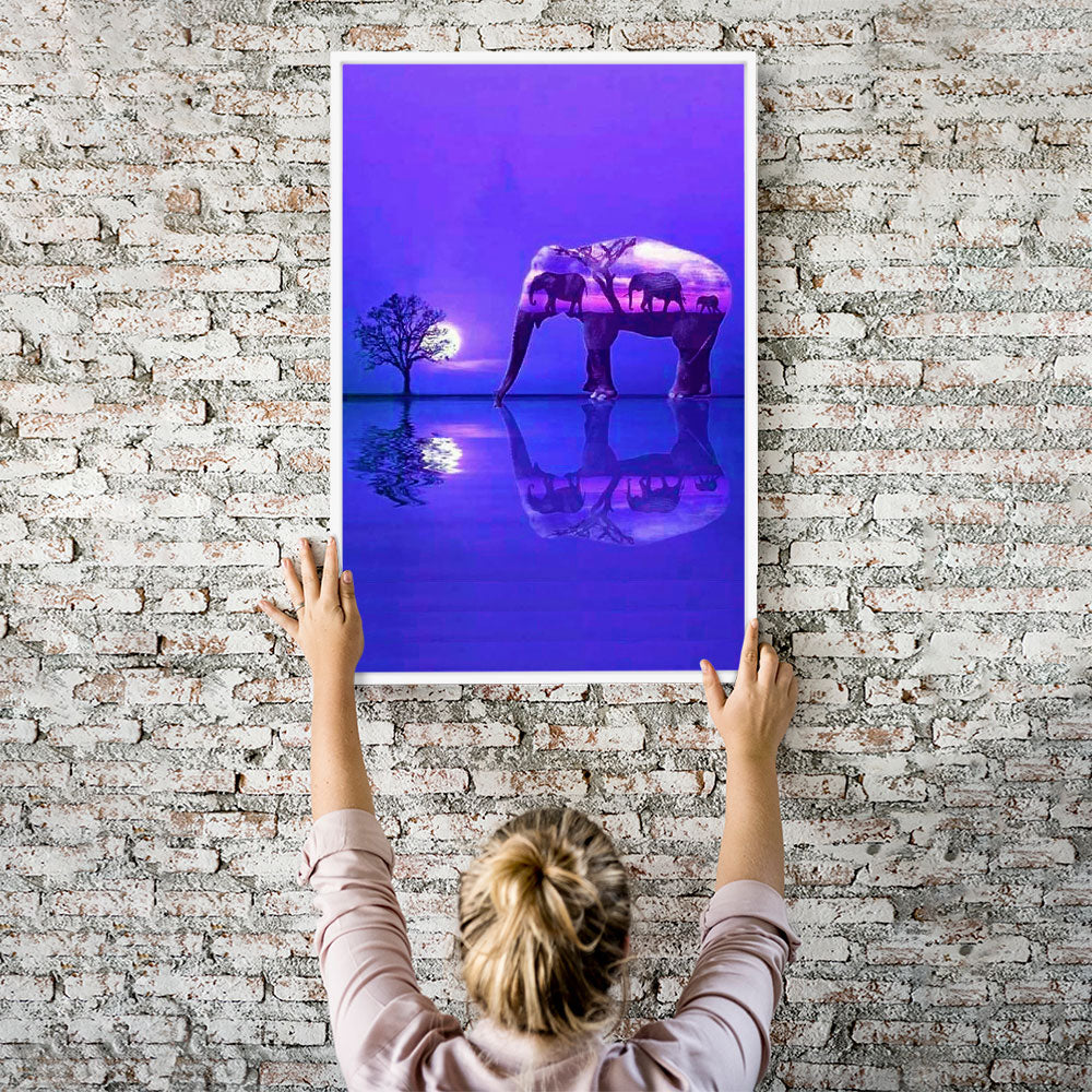 Diamond Painting Wandbild Lila Elefant