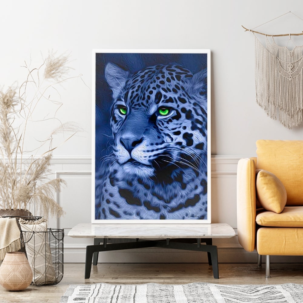 Diamond Painting Wandgestaltung Blue Leopard