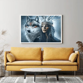 Diamond Painting Wandgestaltung Kriegerin der Wölfe