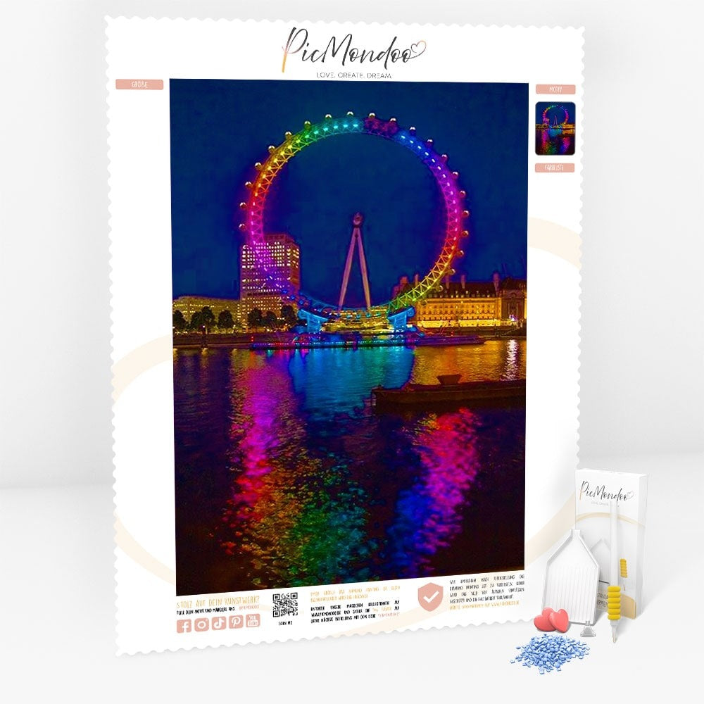 Diamond Painting Leinwand View of the colorful London Eye
