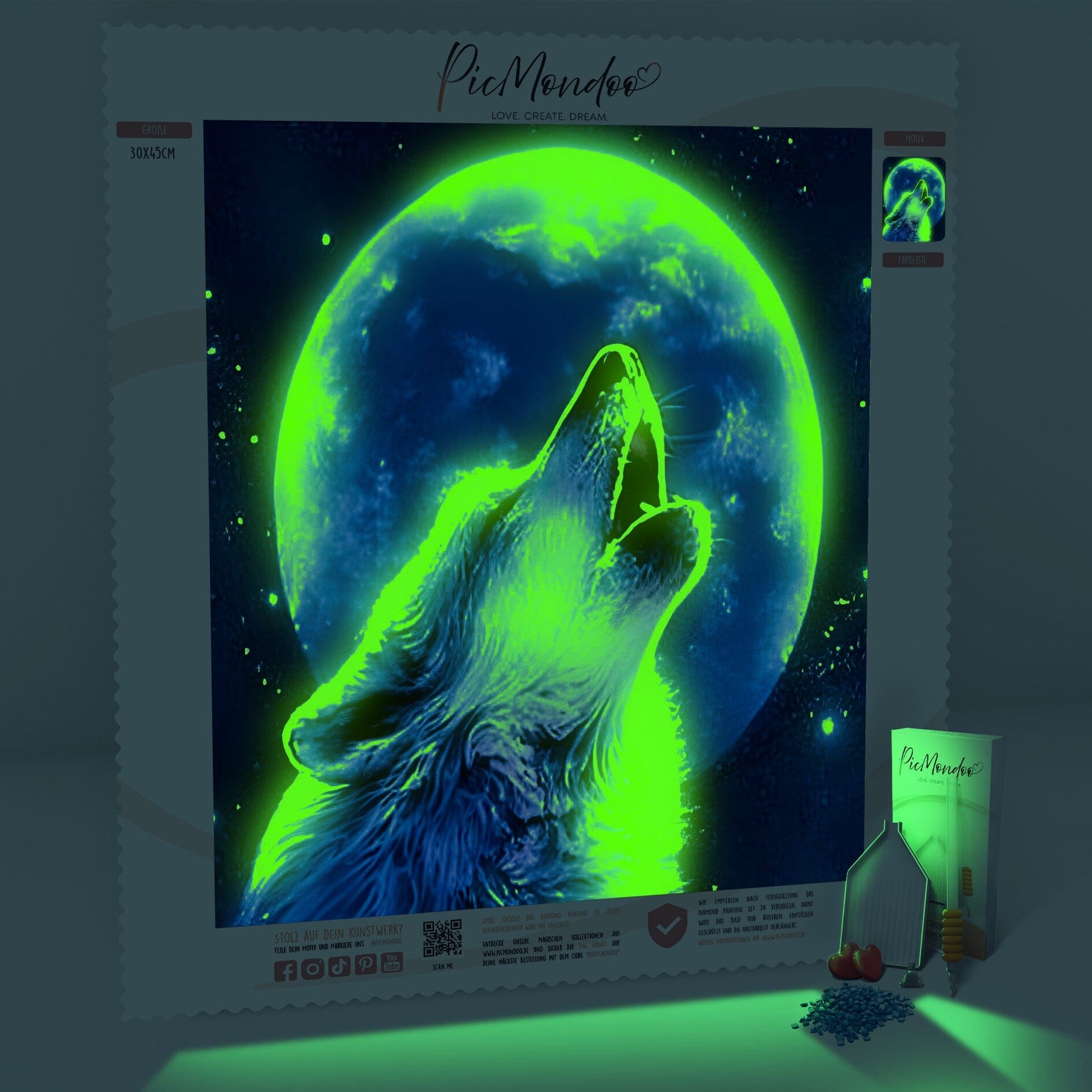 Diamond Painting Leuchtbild Special - Moonlight Wolf