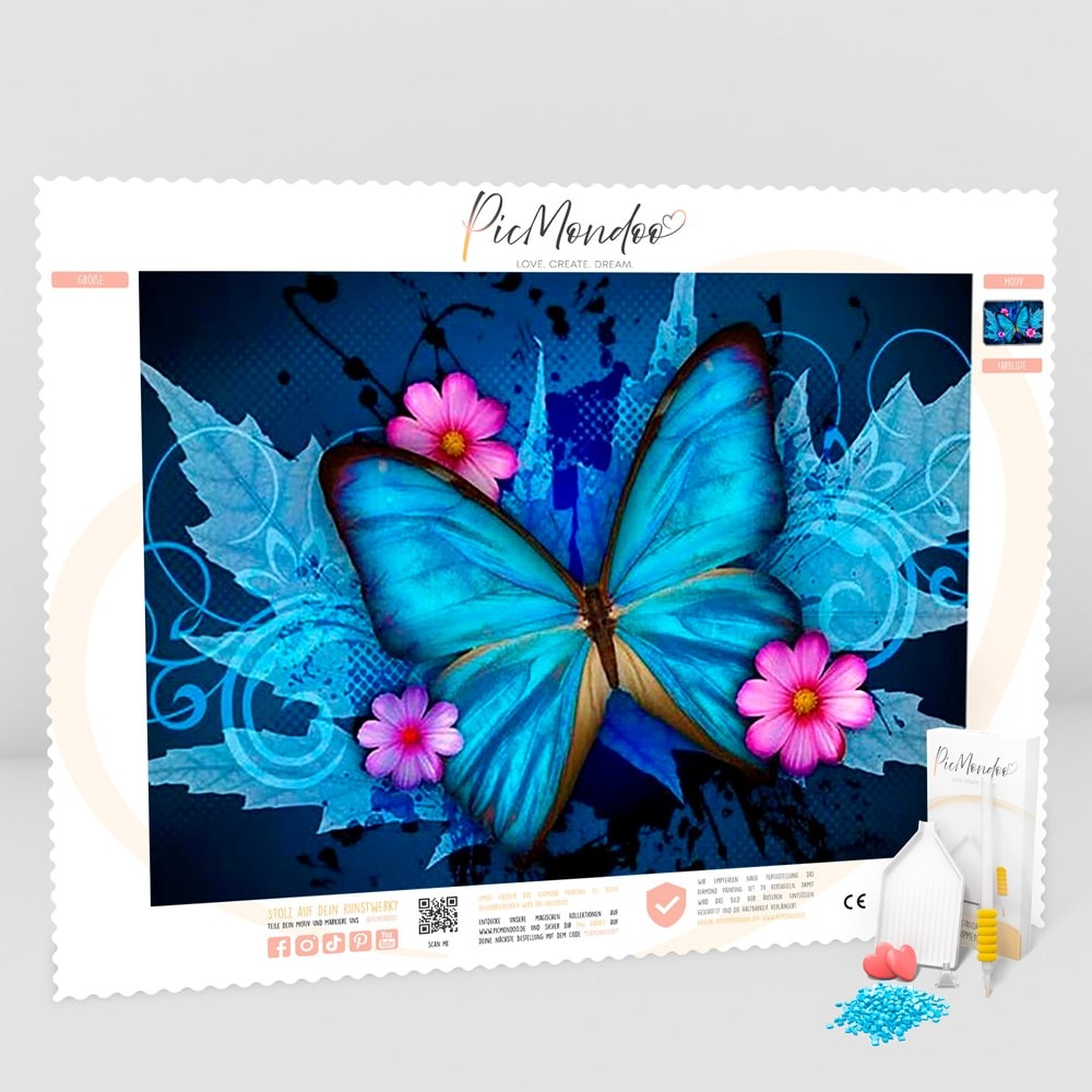 Diamond Painting Leinwand Blauer Schmetterling 