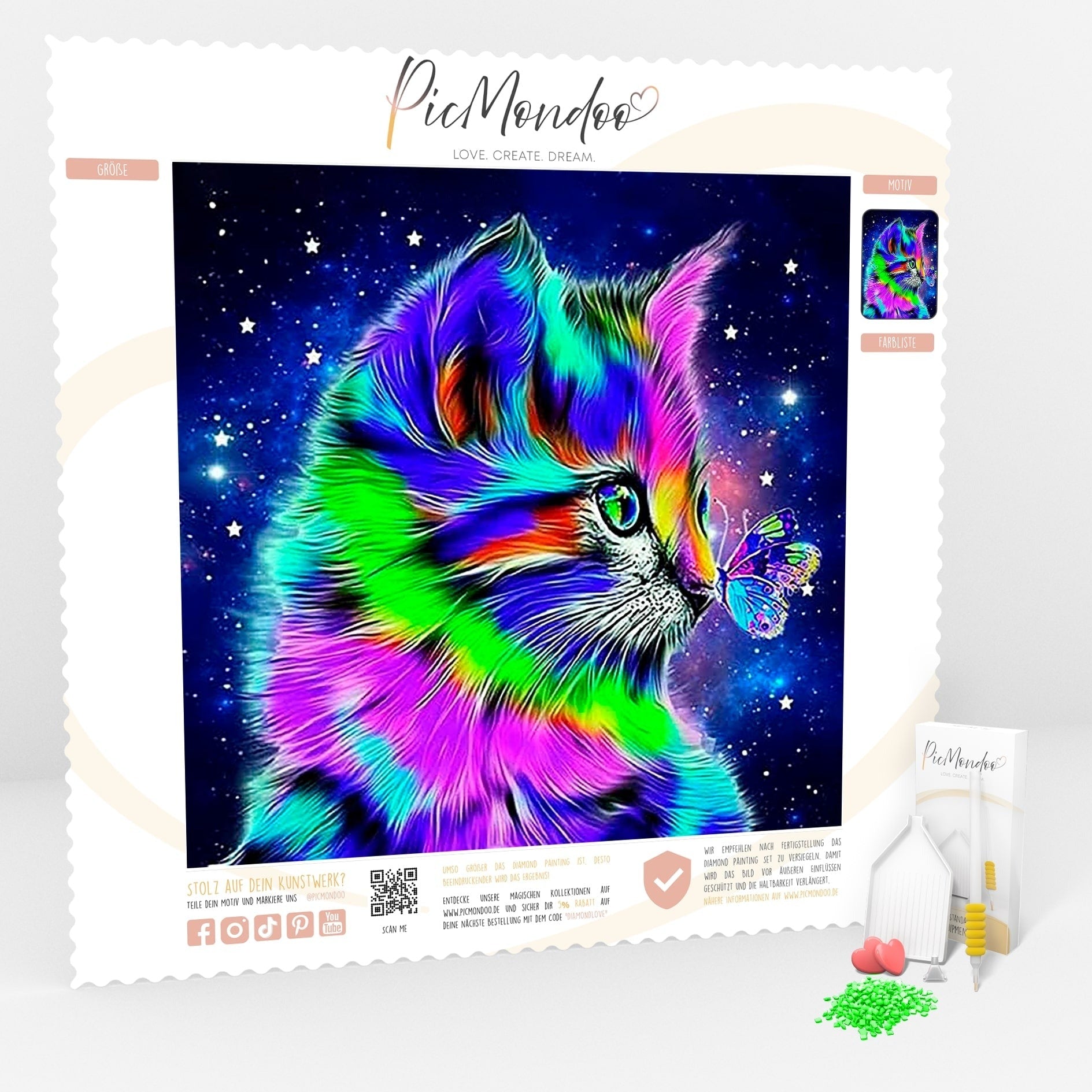 Diamond Painting Leinwand Crazy Cat