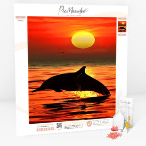 Diamond Painting Strass Special Leinwand XL Delphin im Sonnenuntergang