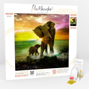 Diamond Painting Strass Special Leinwand XL Elefanten im Land des Glücks