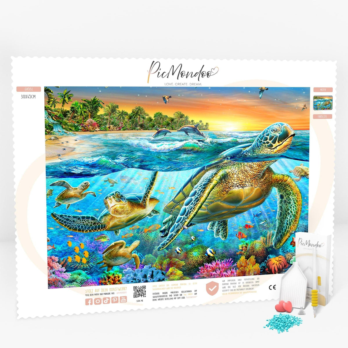 Diamond Painting Strass Special Leinwand XL Paradies der Schildkröten