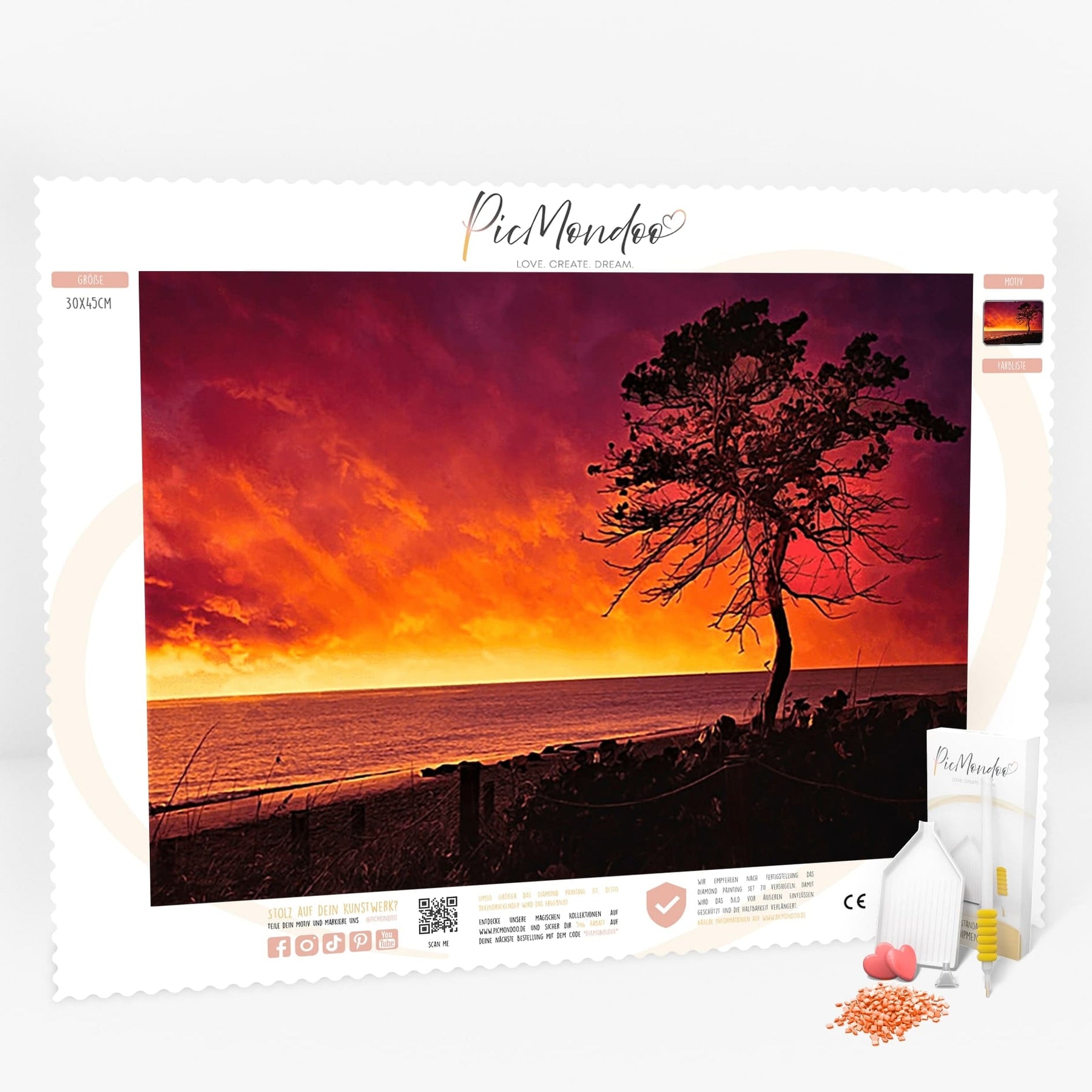 Diamond Painting Strass Special Leinwand Roter Sonnenuntergang