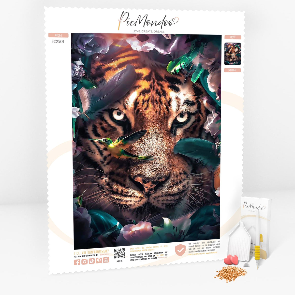 Diamond Painting Strass Special Leinwand XL Dschungel Tiger