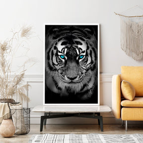 Diamond Painting Wandgestaltung Tiger "Deep Blue Eyes"