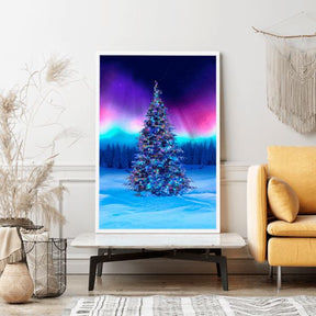Diamond Painting Wandgestaltung Weihnachtsbaum im Nordlicht