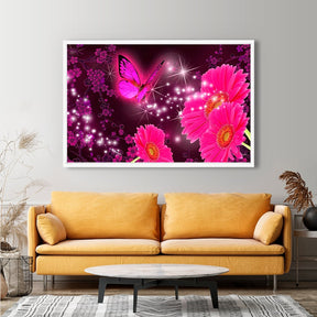 Diamond Painting XXL Bild Pink Flower Butterfly