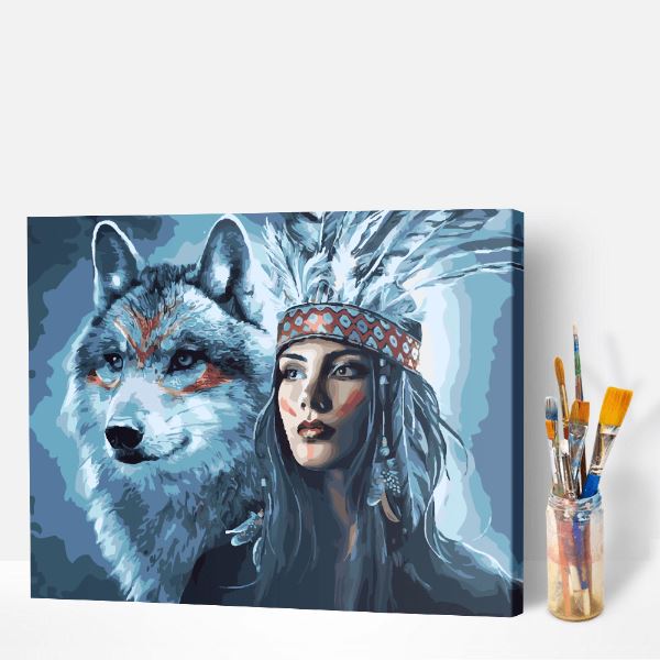 QIUQI Malen Nach Zahlen Erwachsene Wolf, DIY Handgemalt Ölgemälde