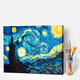 Malen nach Zahlen fertiges Motiv Van Gogh "Sternennacht"