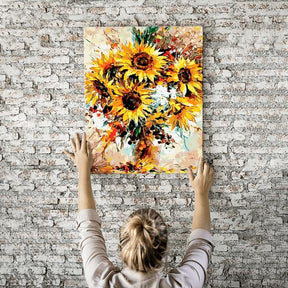 Malen nach Zahlen Wandbild Sonnenblume
